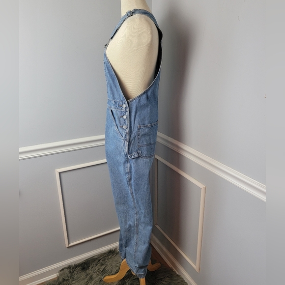 UNION BAY Y2K 90s Blue Medium Wash Retro Straight Leg Bib Carpenter Overalls M - Picture 2 of 9